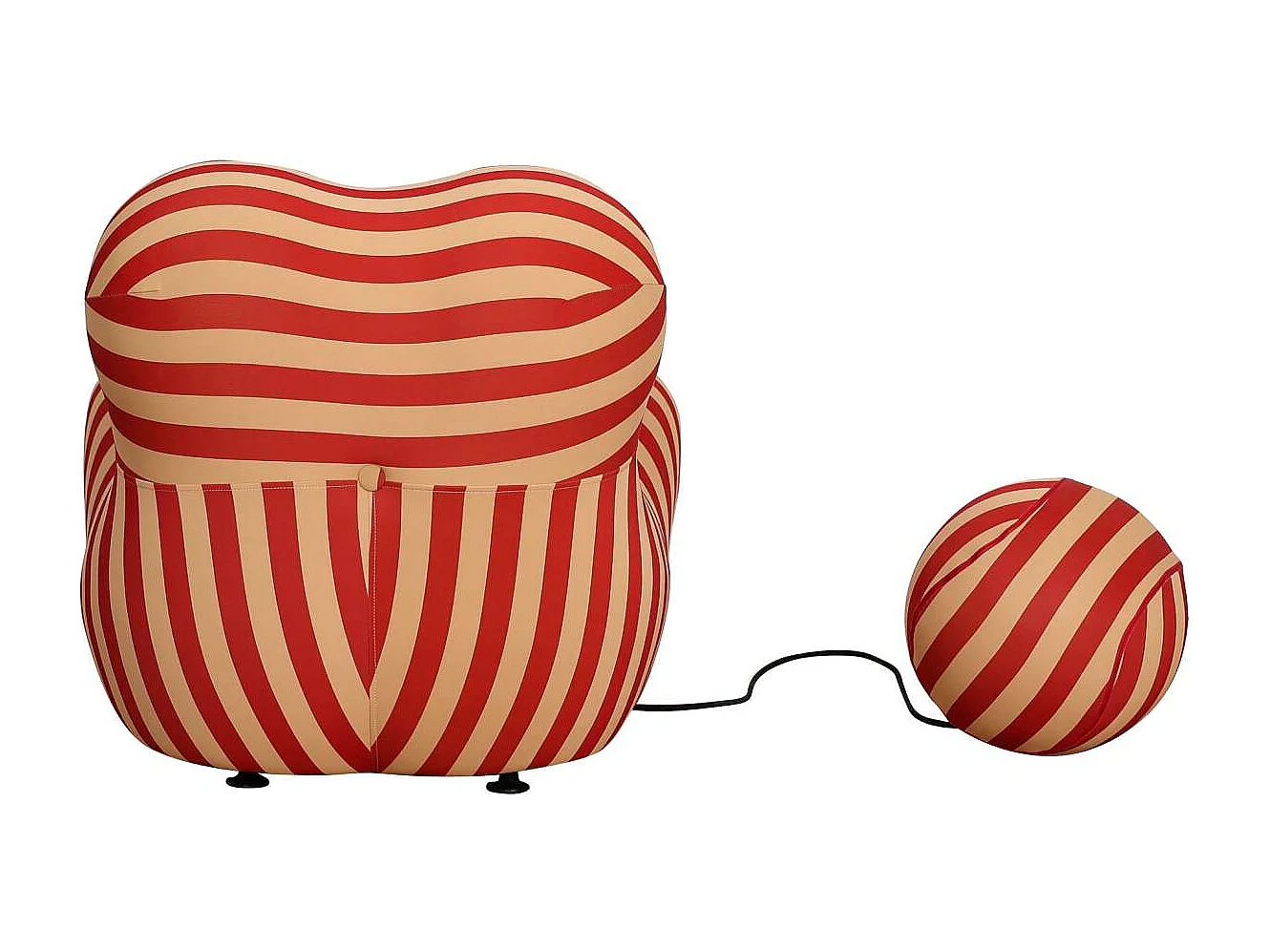 Lænestol med Fodskammel, Nua, 76x68x63 cm, 32x32x32 cm, Beige, Rød