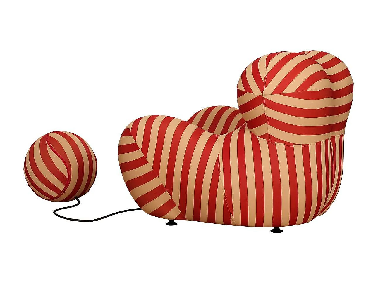 Lænestol med Fodskammel, Nua, 76x68x63 cm, 32x32x32 cm, Beige, Rød