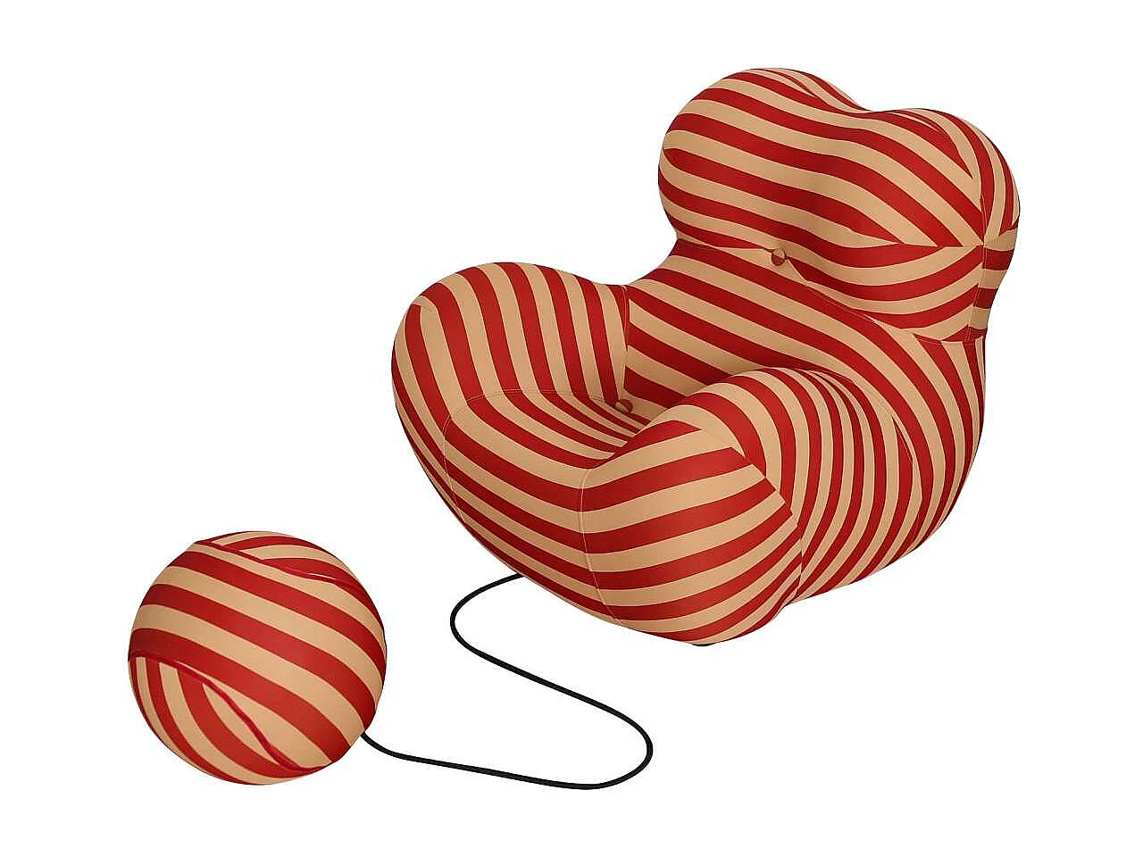 Lænestol med Fodskammel, Nua, 76x68x63 cm, 32x32x32 cm, Beige, Rød