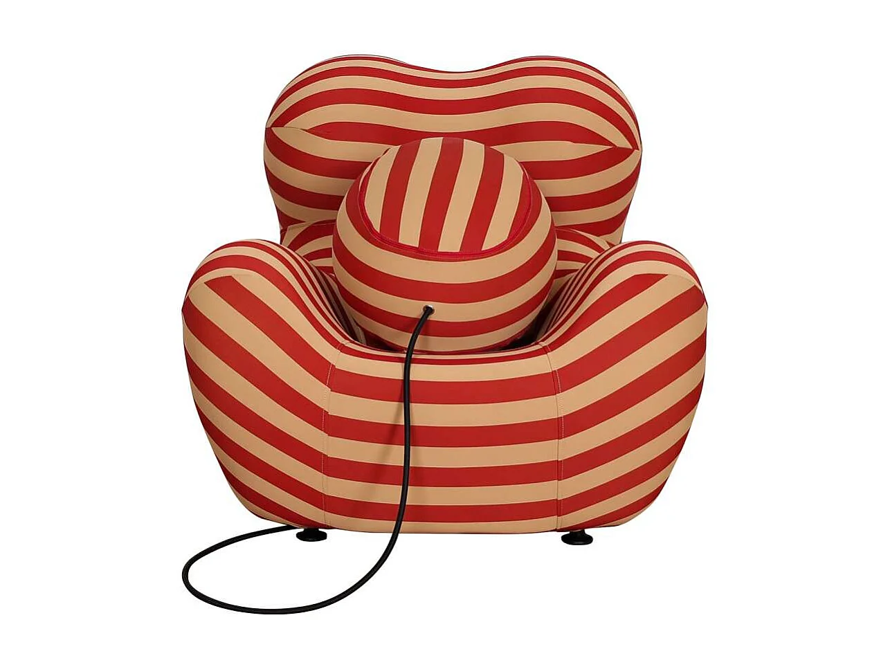 Lænestol med Fodskammel, Nua, 76x68x63 cm, 32x32x32 cm, Beige, Rød