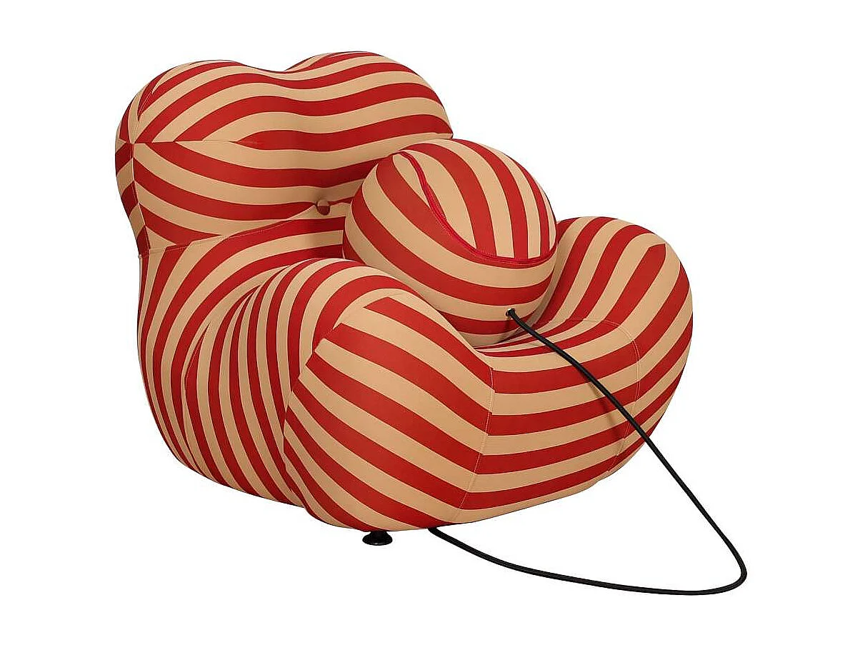 Lænestol med Fodskammel, Nua, 76x68x63 cm, 32x32x32 cm, Beige, Rød