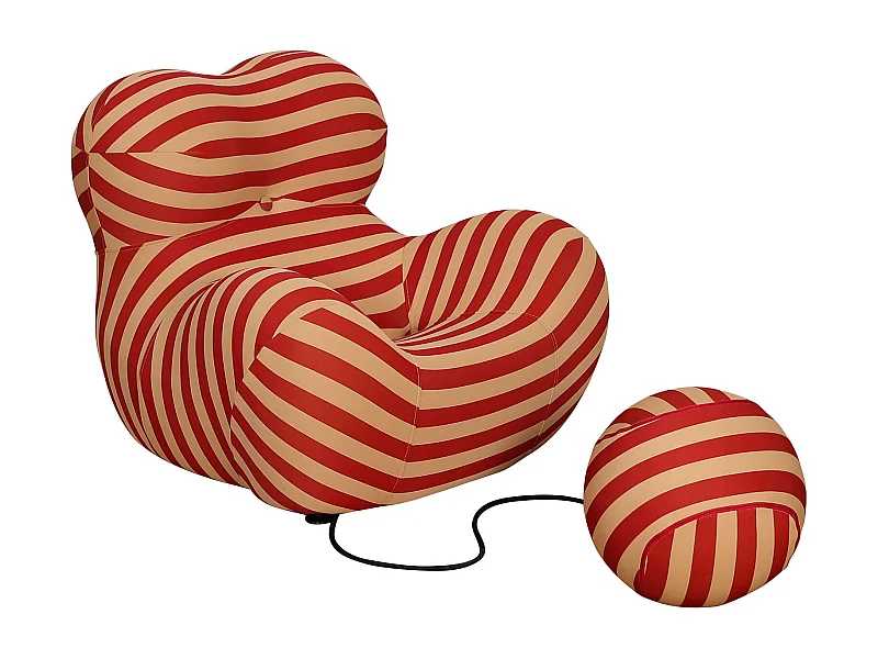 Fauteuil avec repose-pieds beige rouge nua n31-11 76x63x68 cm 32x32x32 cm