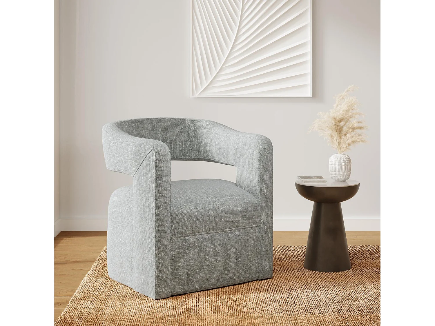 Fauteuil 73,5x82,5x76 cm Gris clair Leith LET73G