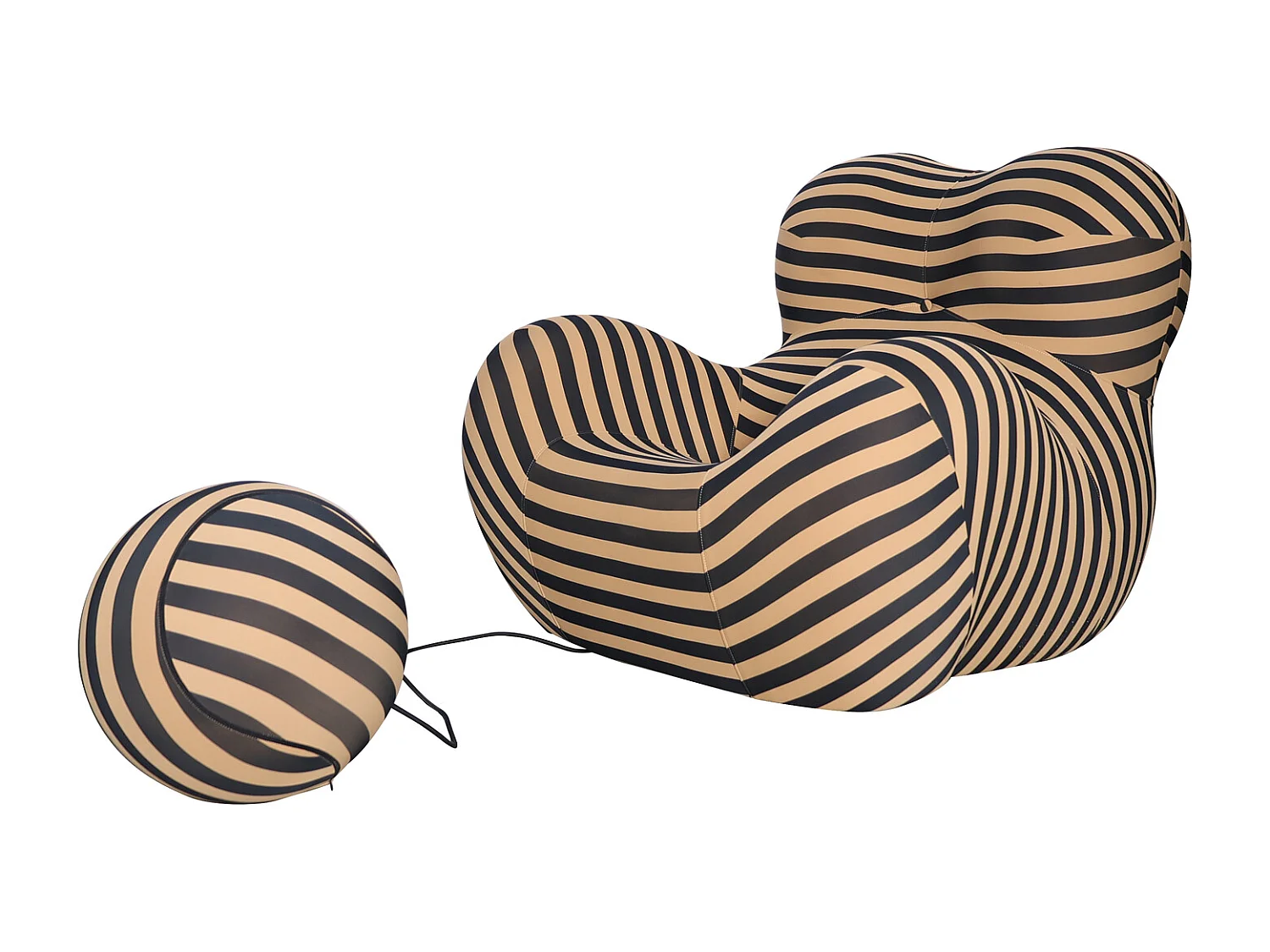 Fauteuil 76x68x63 cm Noir Beige nua n31-29