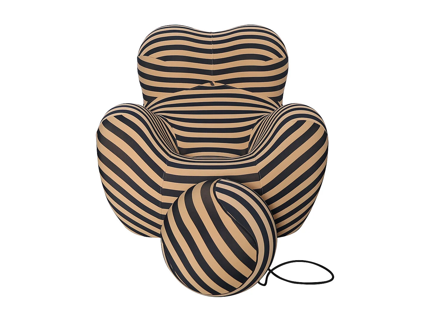 Fauteuil 76x68x63 cm Noir Beige nua n31-29