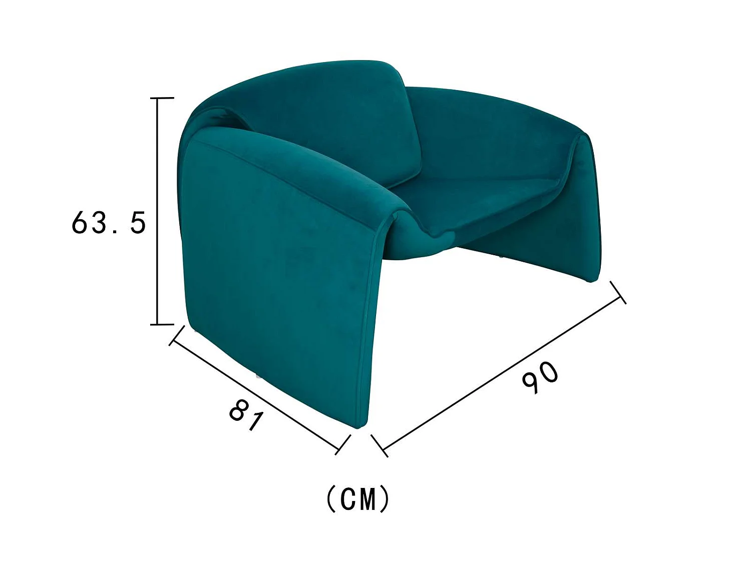 Fauteuil 90x63,5x81 cm Bleu Nua N78-52