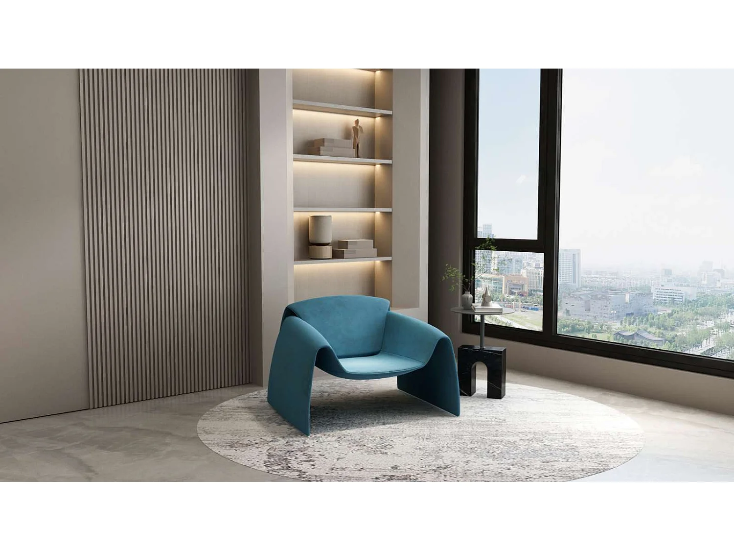 Fauteuil 90x63,5x81 cm Bleu Nua N78-52
