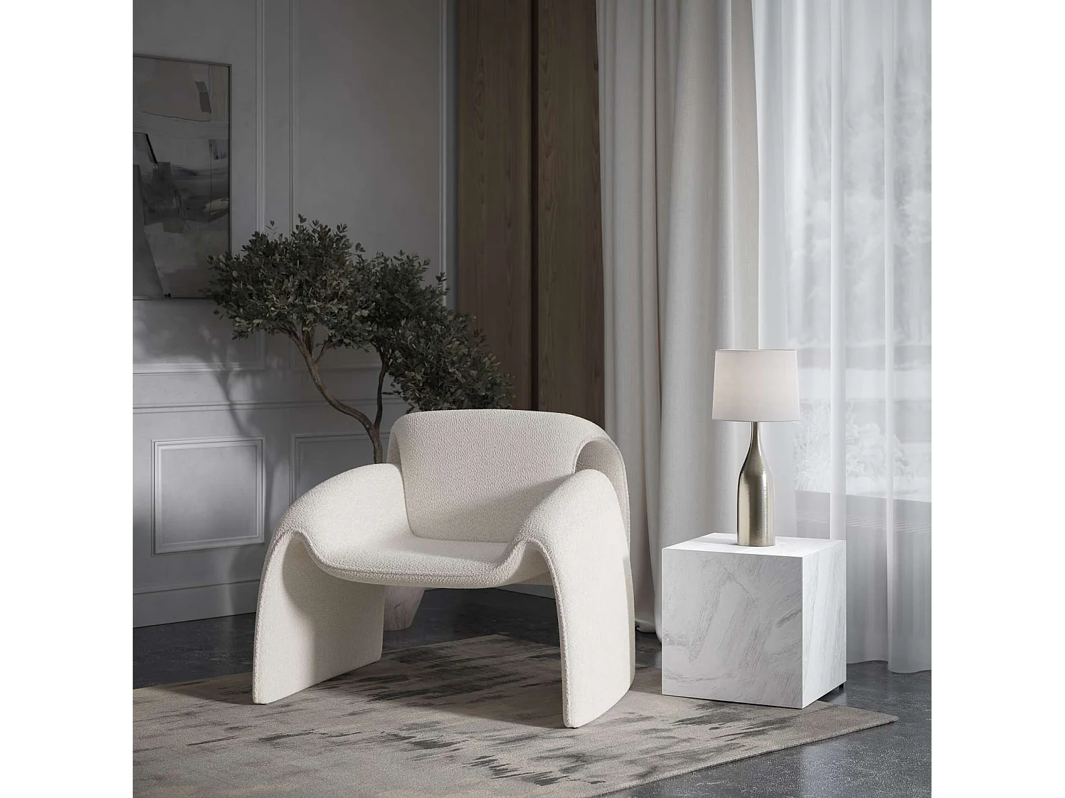 Fauteuil 91x78x80 cm blanc cassé Leith LET75N