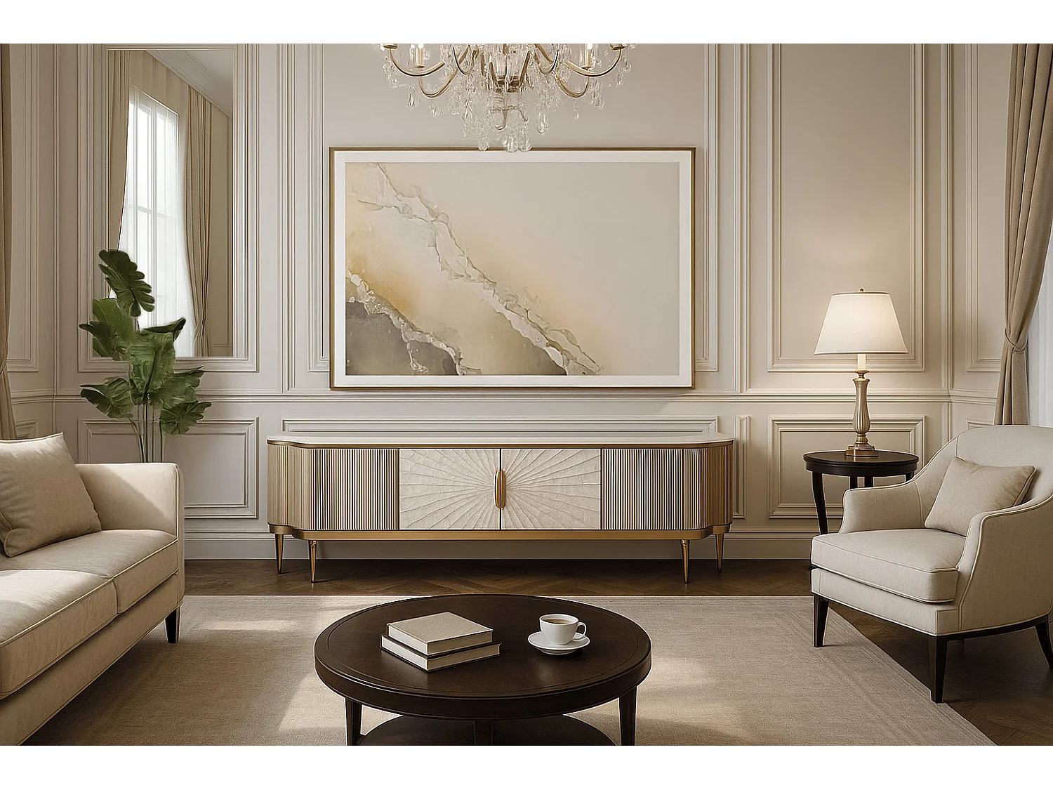 Cómoda 200x52x40 cm dourada estilosa st905