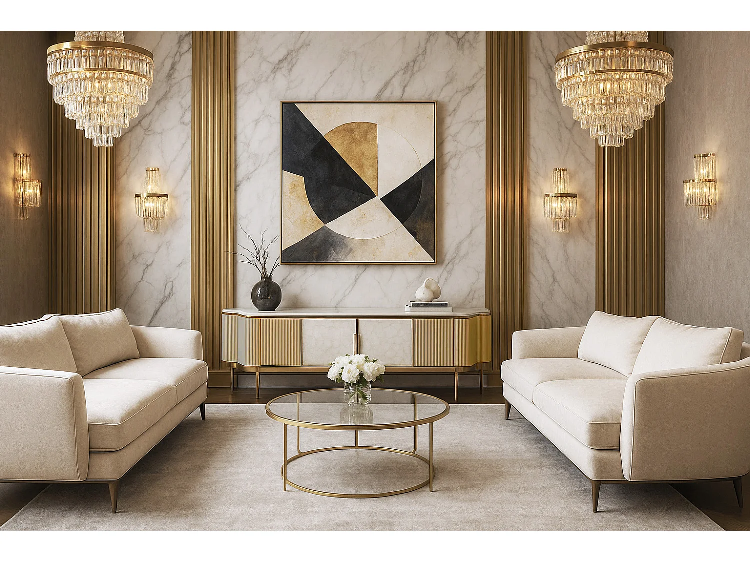 Commode 200x52x40 cm dorée Stilig ST905