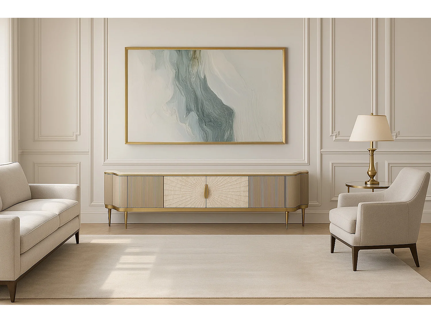 Commode 200x52x40 cm dorée Stilig ST905