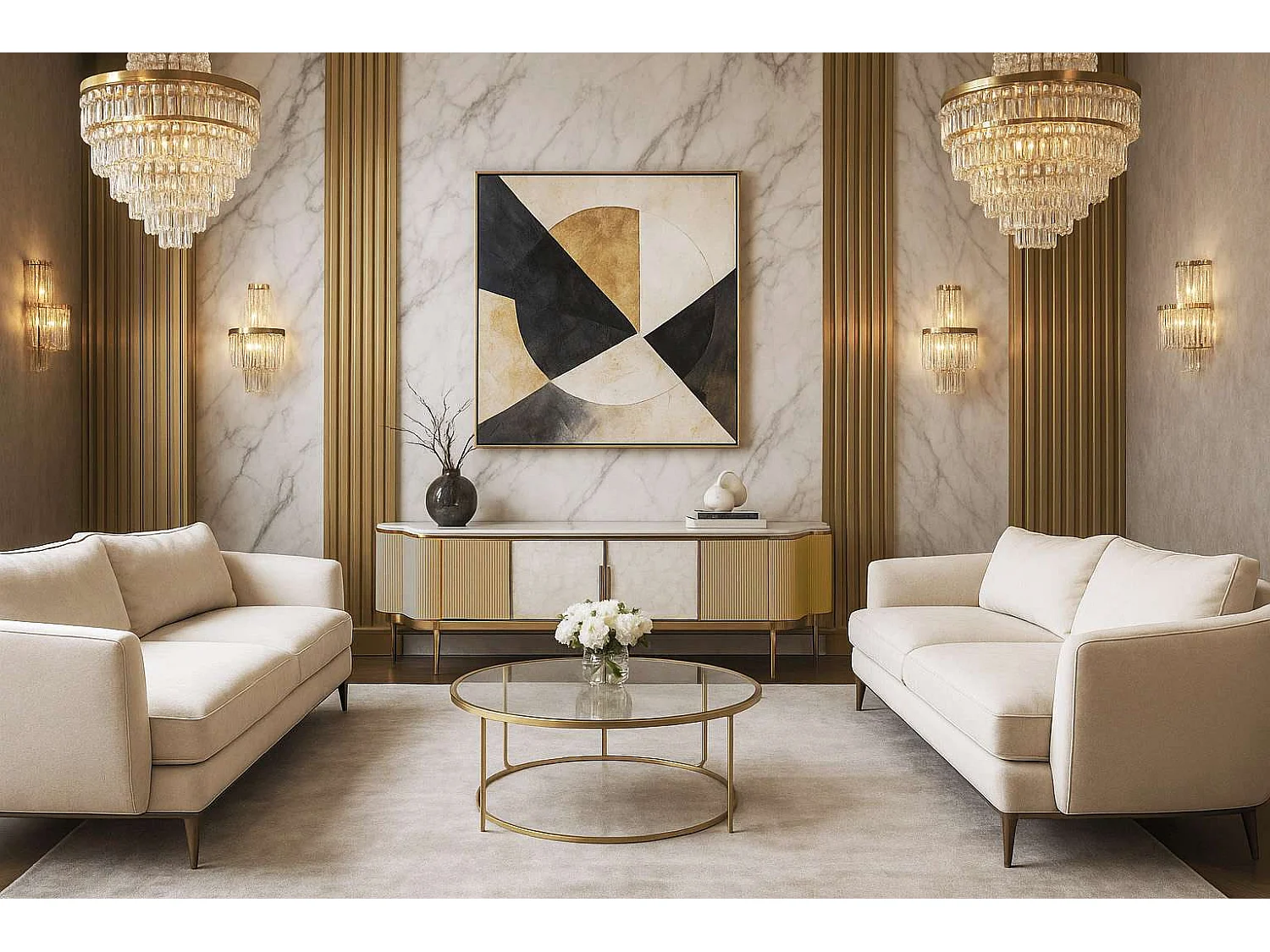 Commode 200x52x40 cm dorée Stilig ST905