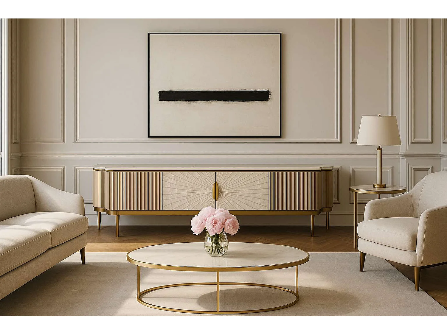 Commode 200x52x40 cm dorée Stilig ST905