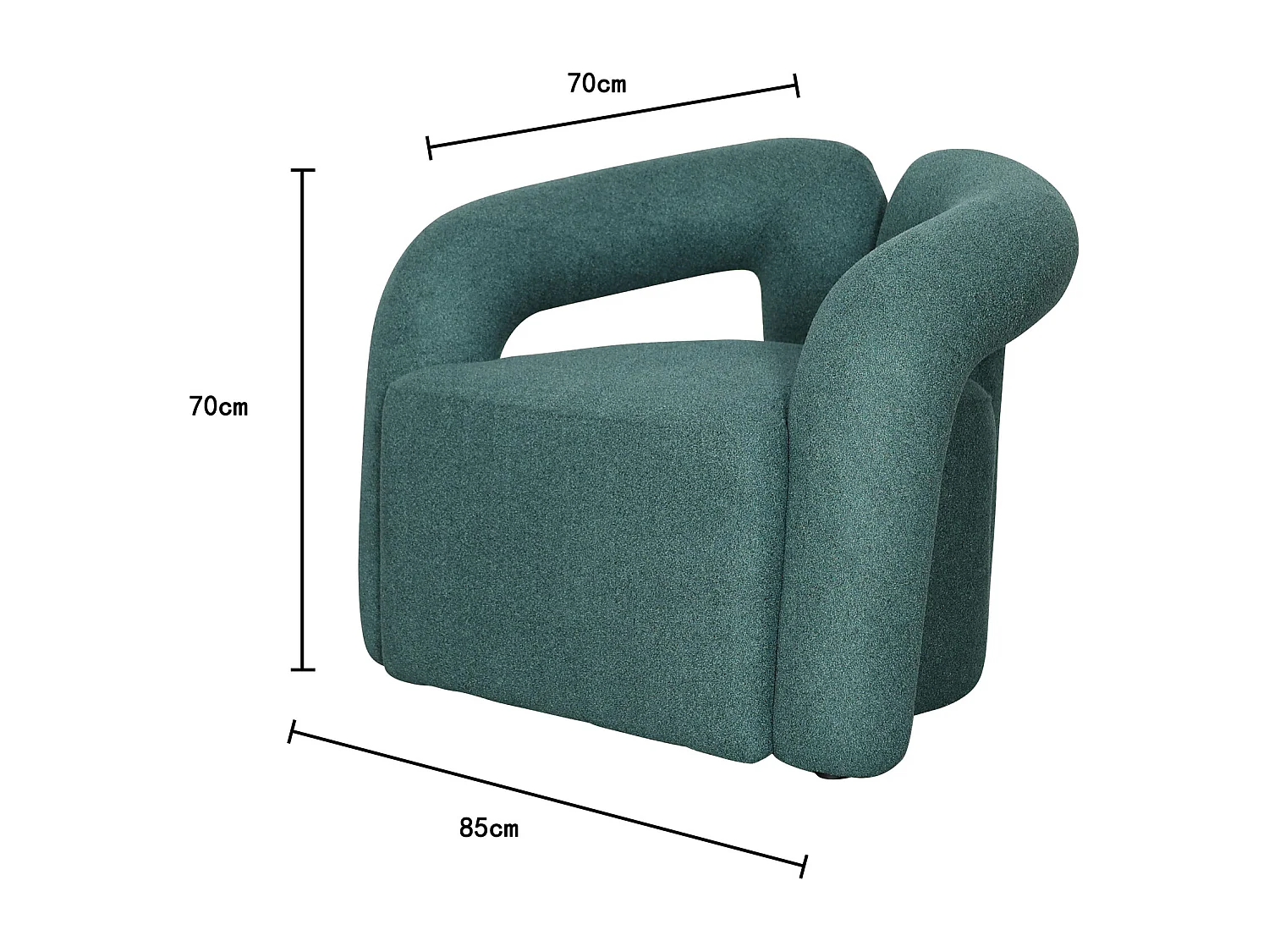 Fauteuil 85x70x70 cm émeraude nua n14-18