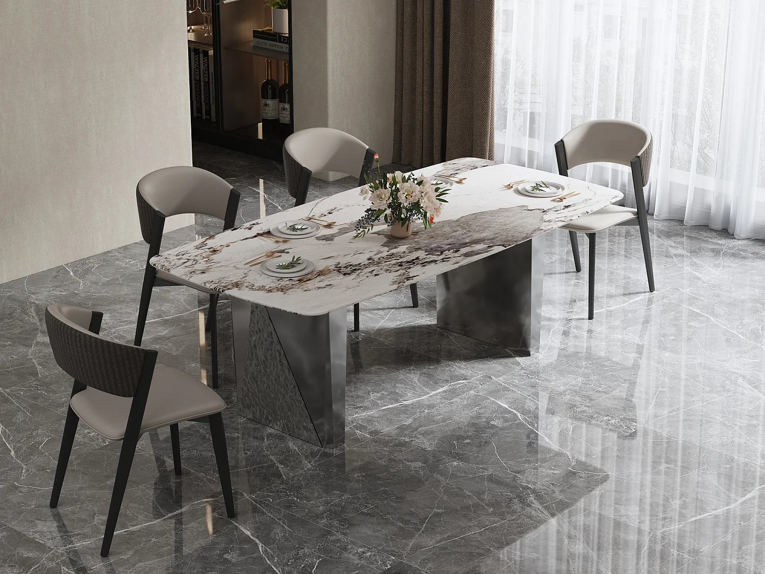 Table 200x75x100 cm argent Modig M33