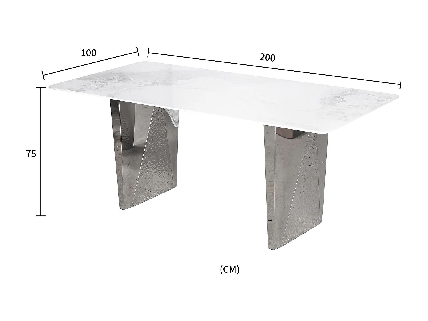 Table 200x75x100 cm argent Modig M33