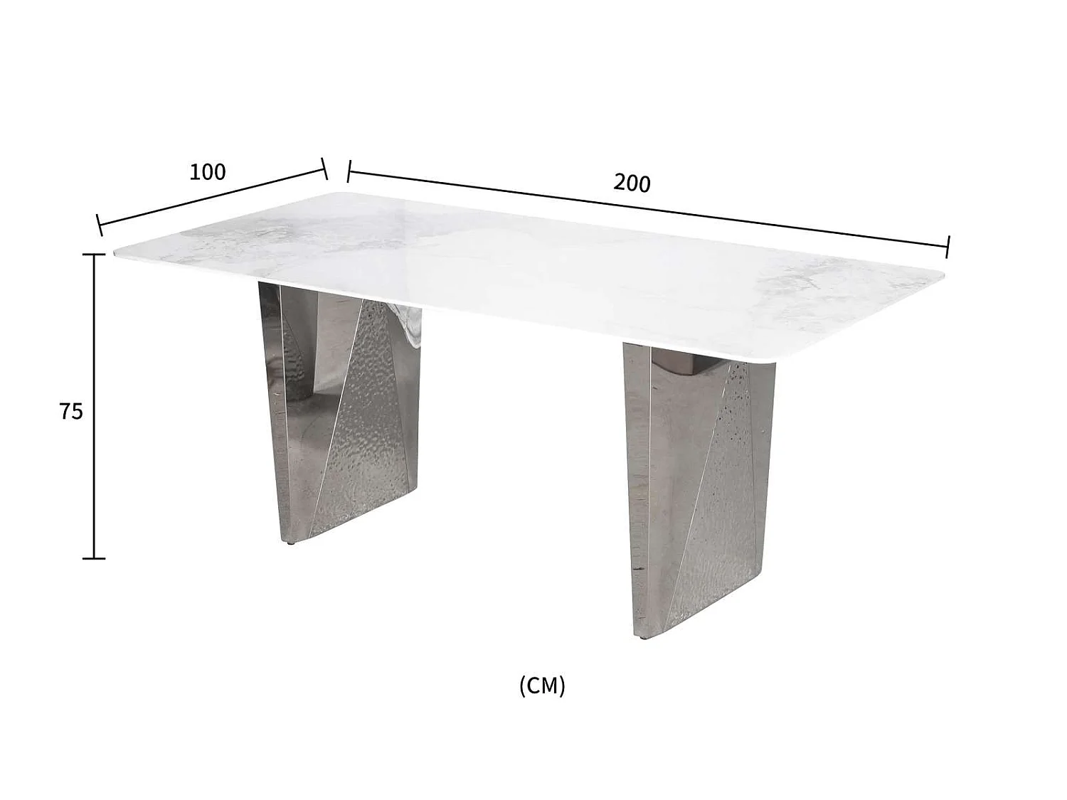 Table 200x75x100 cm argent Modig M33