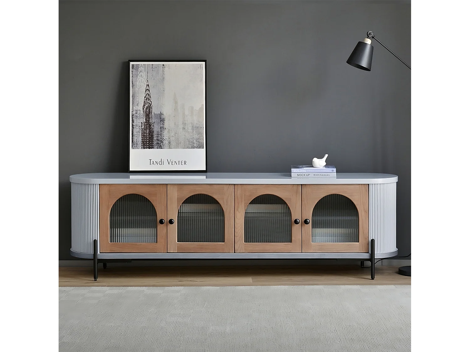 Sideboard 200x60x40 cm grau stilvoll st382