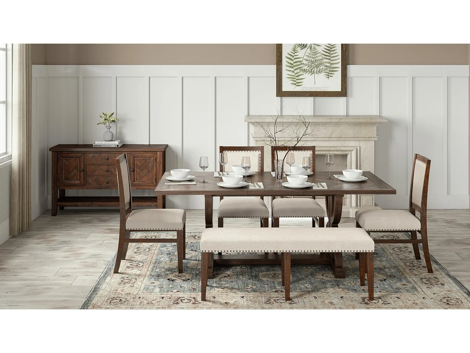 Table 152,5-198x77,5x106,5 cm Marron foncé Avola av1931-78