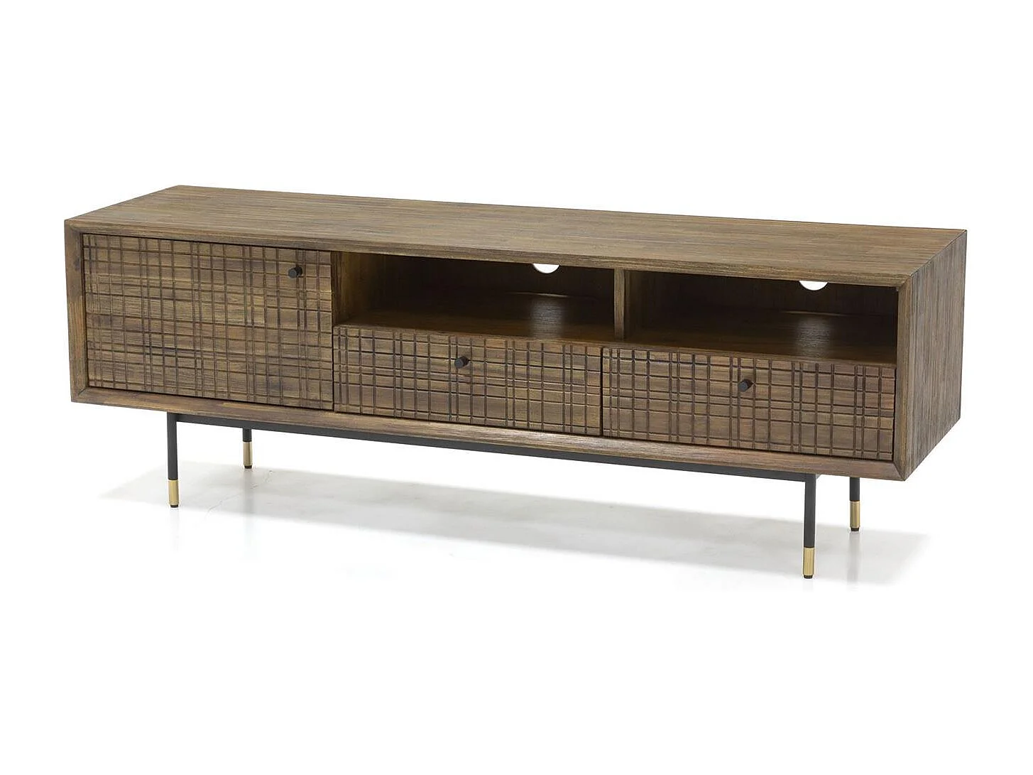 Commode 160x55x45 cm marron labyrinthe mazl01-160