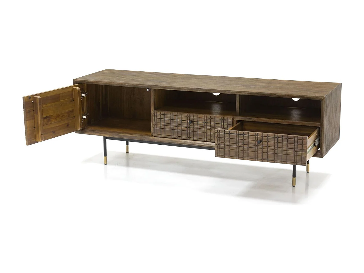 Commode 160x55x45 cm marron labyrinthe mazl01-160