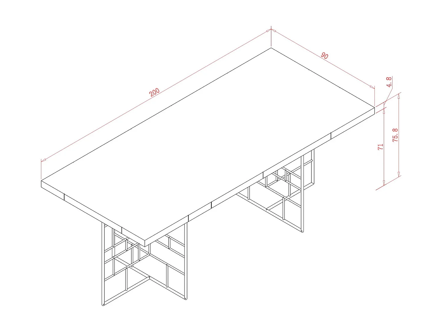 Table 200x76x90 cm vert Rose Hill RH10