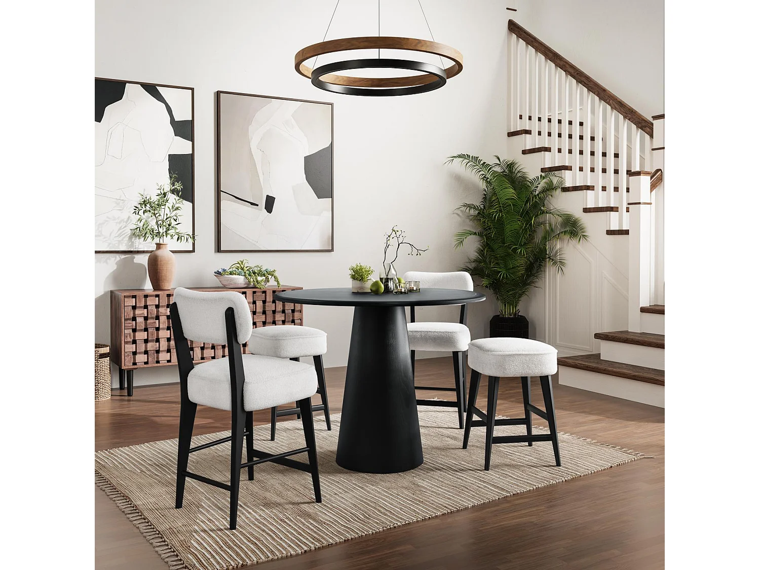 Table de bar 114,5x86,5x114,5 cm noire Avola av2271-45b