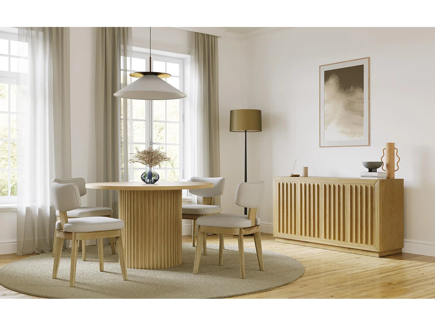 Table 122x76x122 cm bois clair naturel avola av2421-48