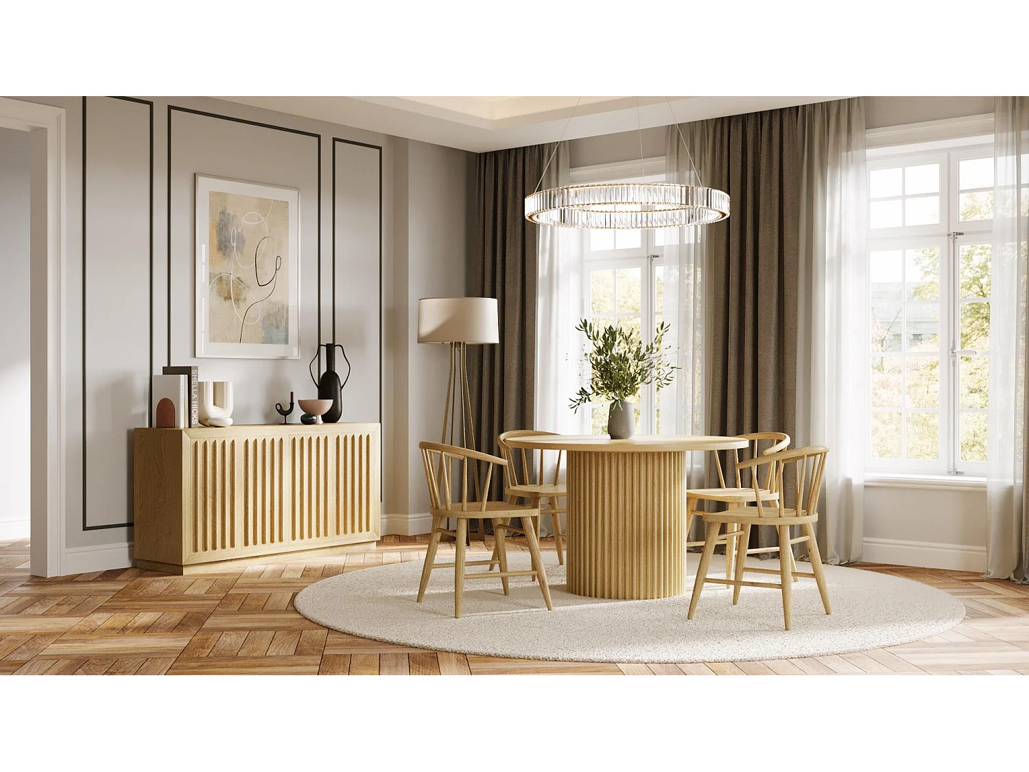 Table 122x76x122 cm bois clair naturel avola av2421-48