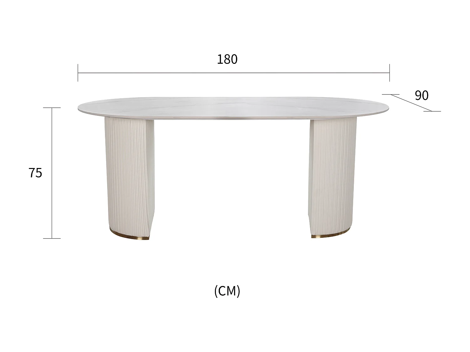 Table 180x75x90 cm blanc modig m95