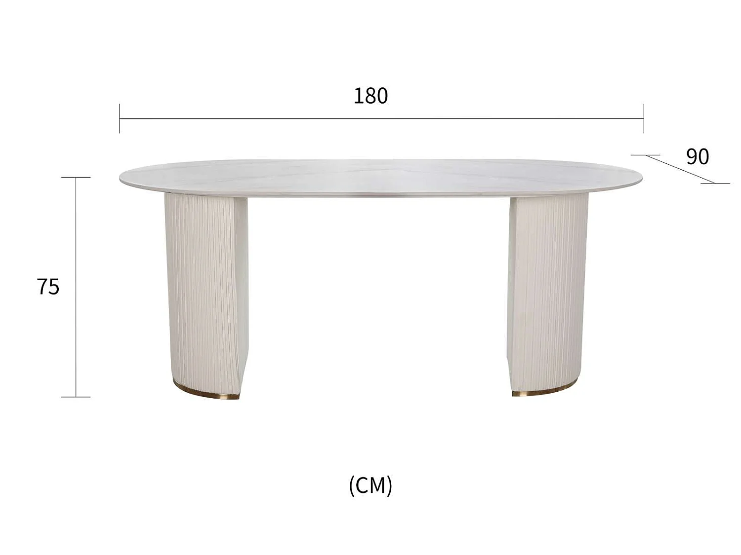Table 180x75x90 cm blanc modig m95