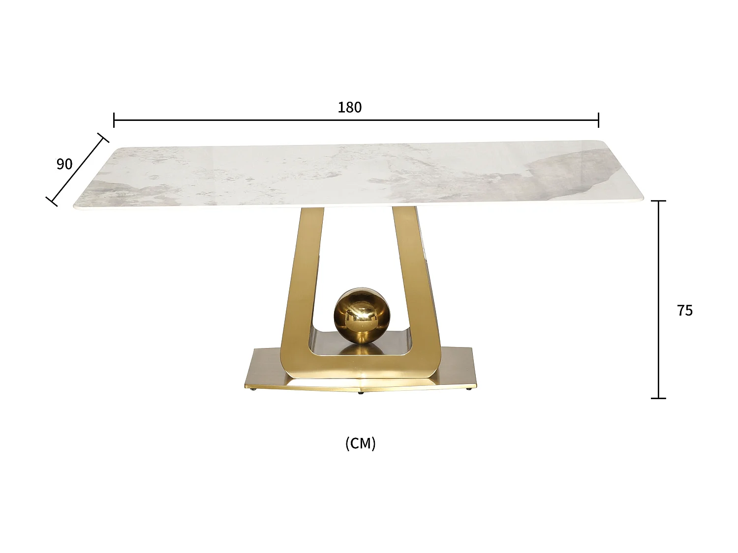 Table 180x75x90 cm blanc or modig m57