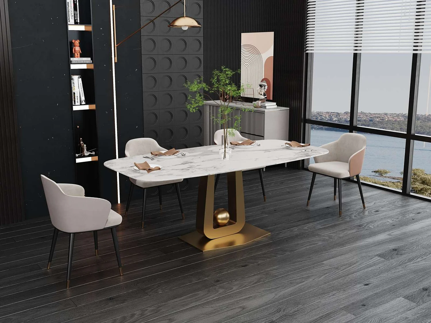 Table 180x75x90 cm white gold modig m57