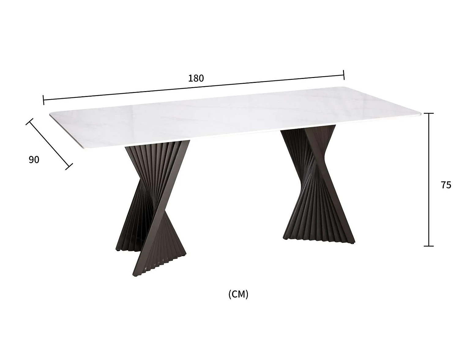 Table 180x75x90 cm blanc modig m17