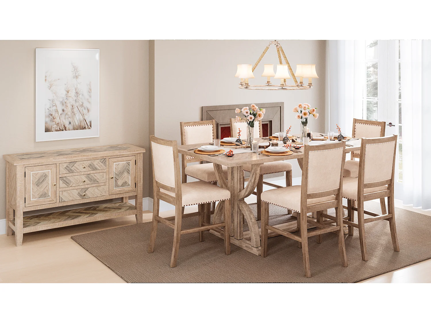 Table 152,5-198x76,5x106,5 cm bois naturel avola av1933-78