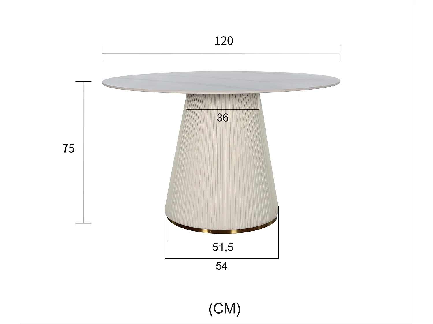 Table 120x75x120 cm blanc écru modig m96