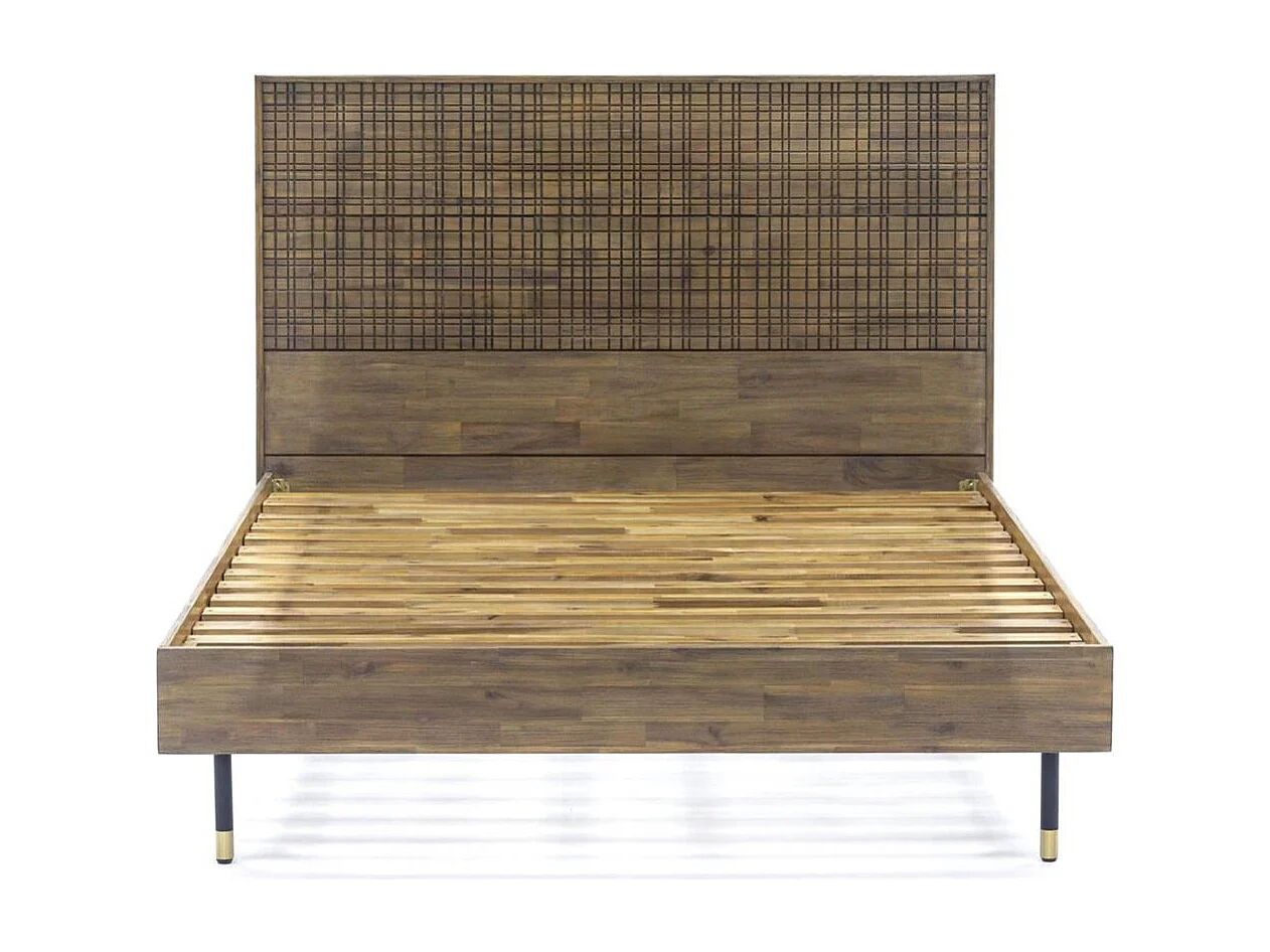 Bed 189x125x217 cm lichtbruin Maze MAZK01