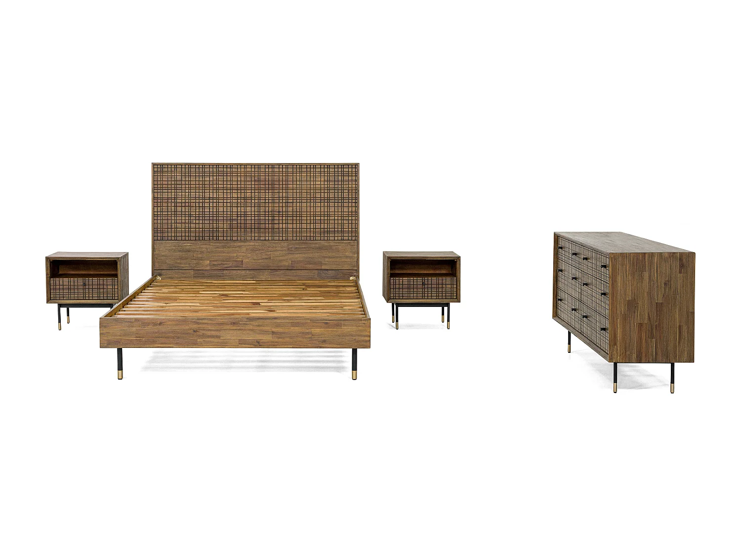 Bed 189x125x217 cm lichtbruin Maze MAZK01