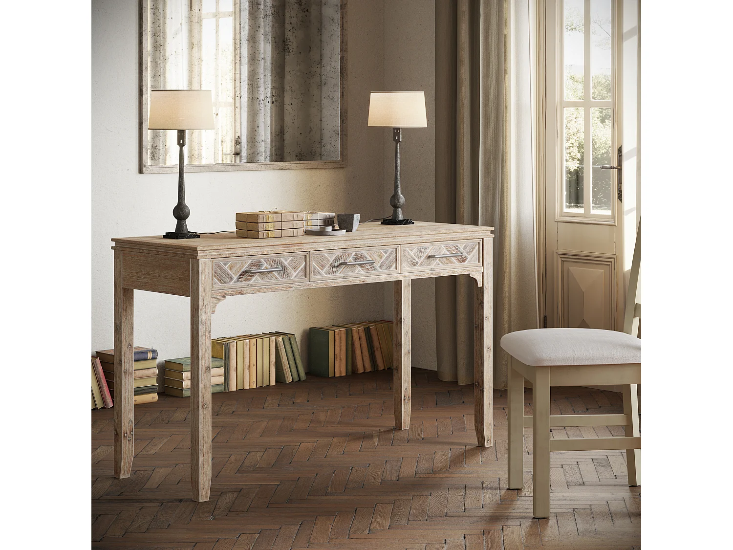 Bureau 122x76x46 cm bois clair avola av2156-48