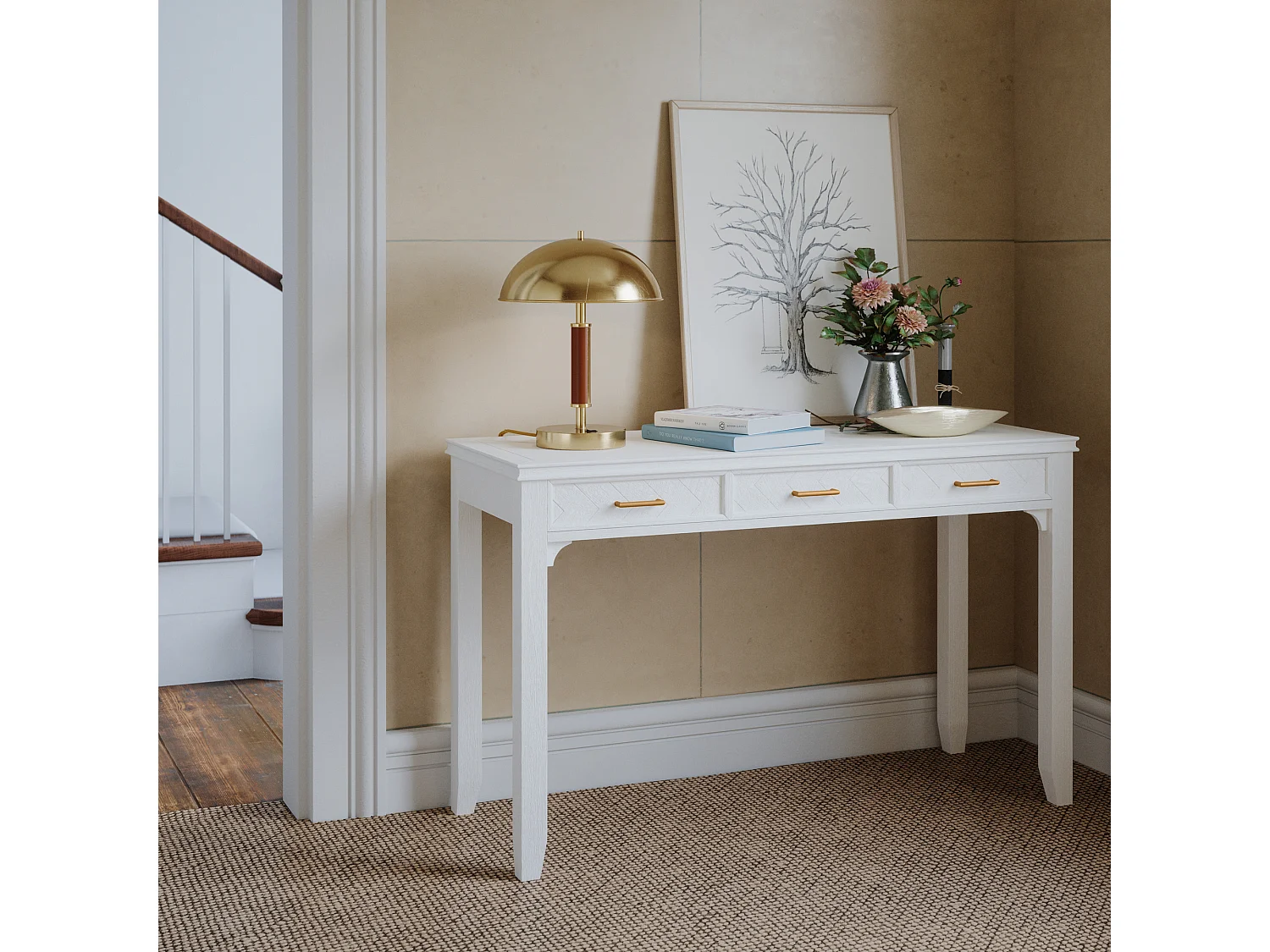 Bureau 122x76x46 cm blanc Avola AV2056-48