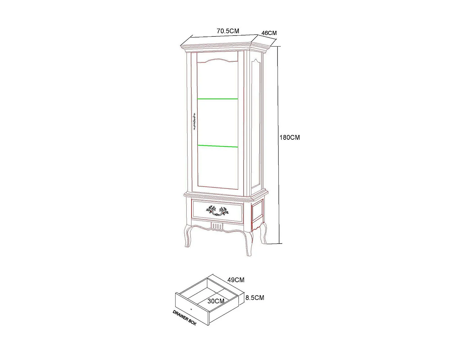 Vitrine 70,5x180x46 cm Beige Venezia Bianco
