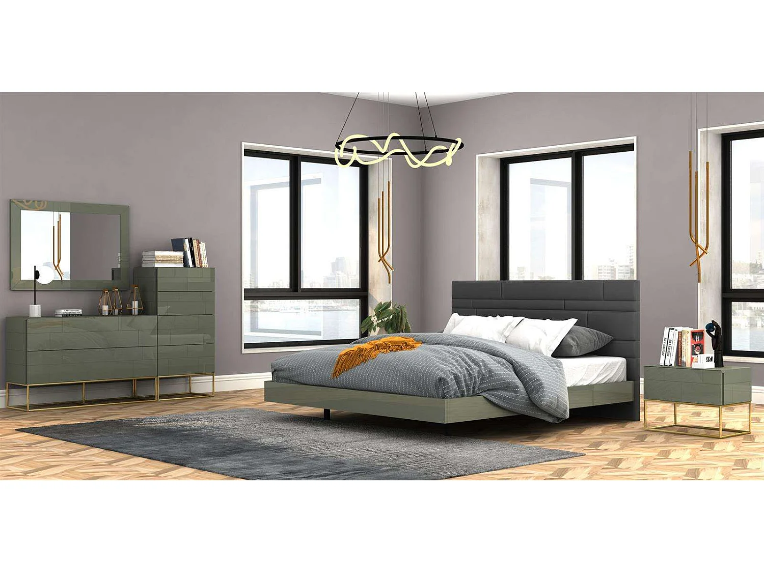 Lit rembourré 190x105x210 cm gris Rose Hill RH09