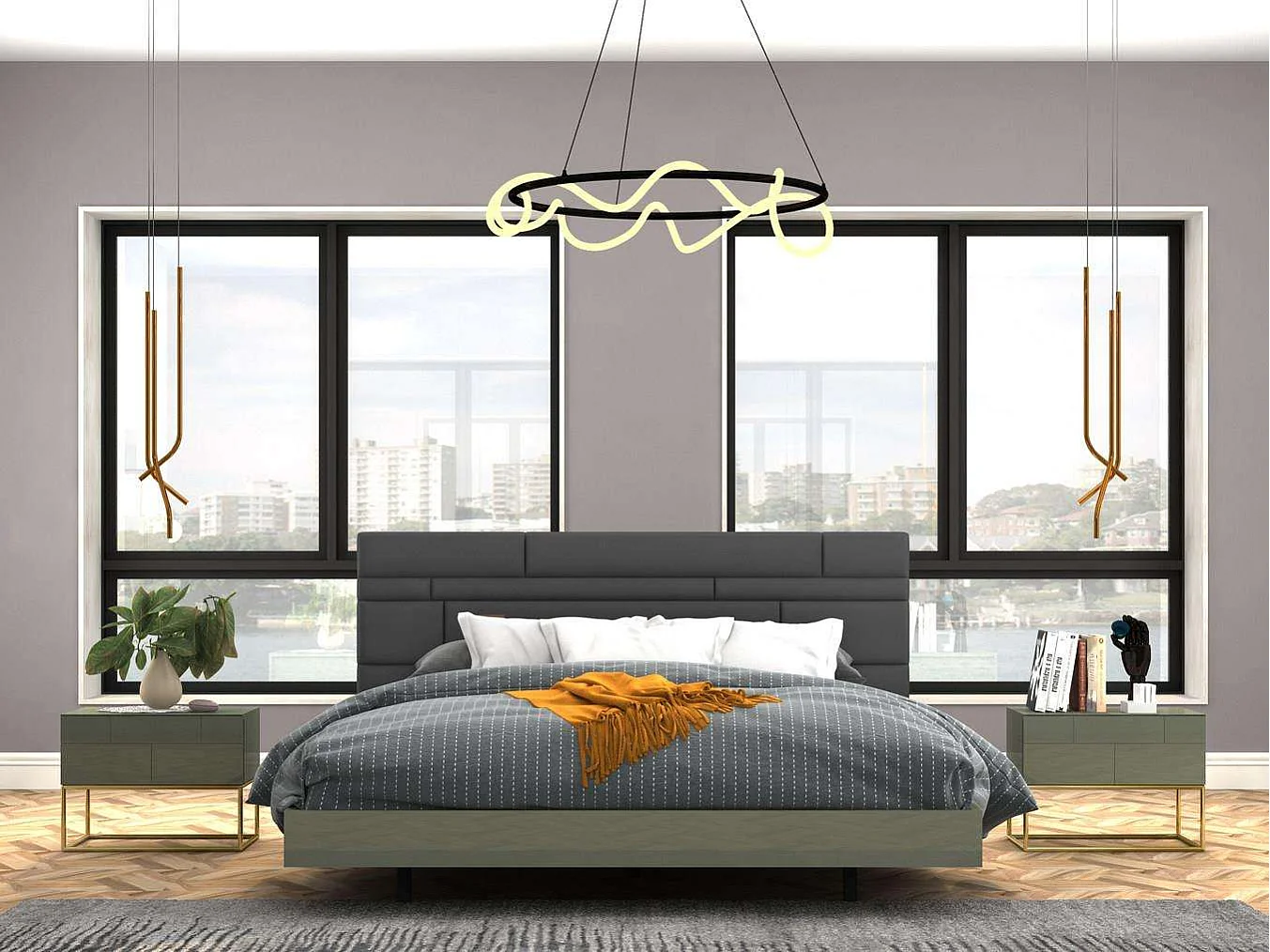 Lit rembourré 190x105x210 cm gris Rose Hill RH09