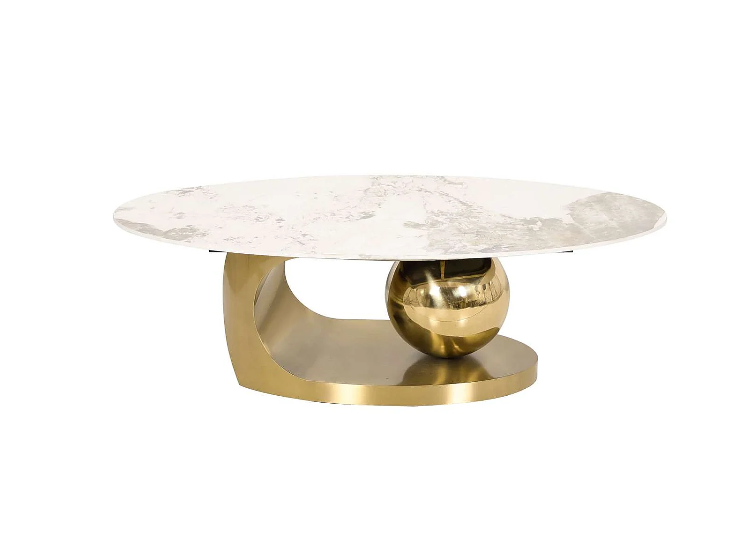 Table basse 130x42x70 cm blanc or Modig M58
