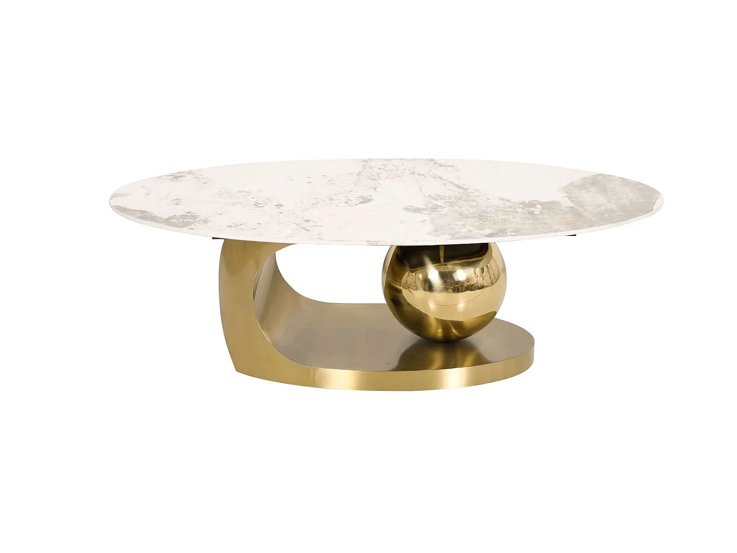 Table basse 130x42x70 cm blanc or Modig M58