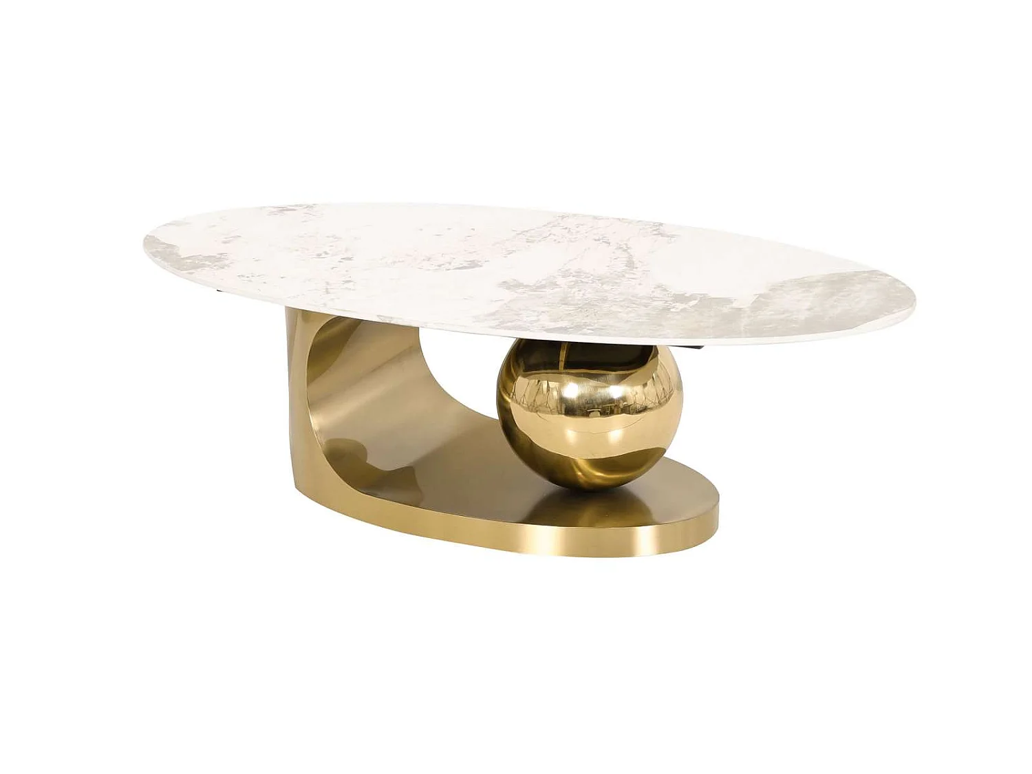 Table basse 130x42x70 cm blanc or Modig M58