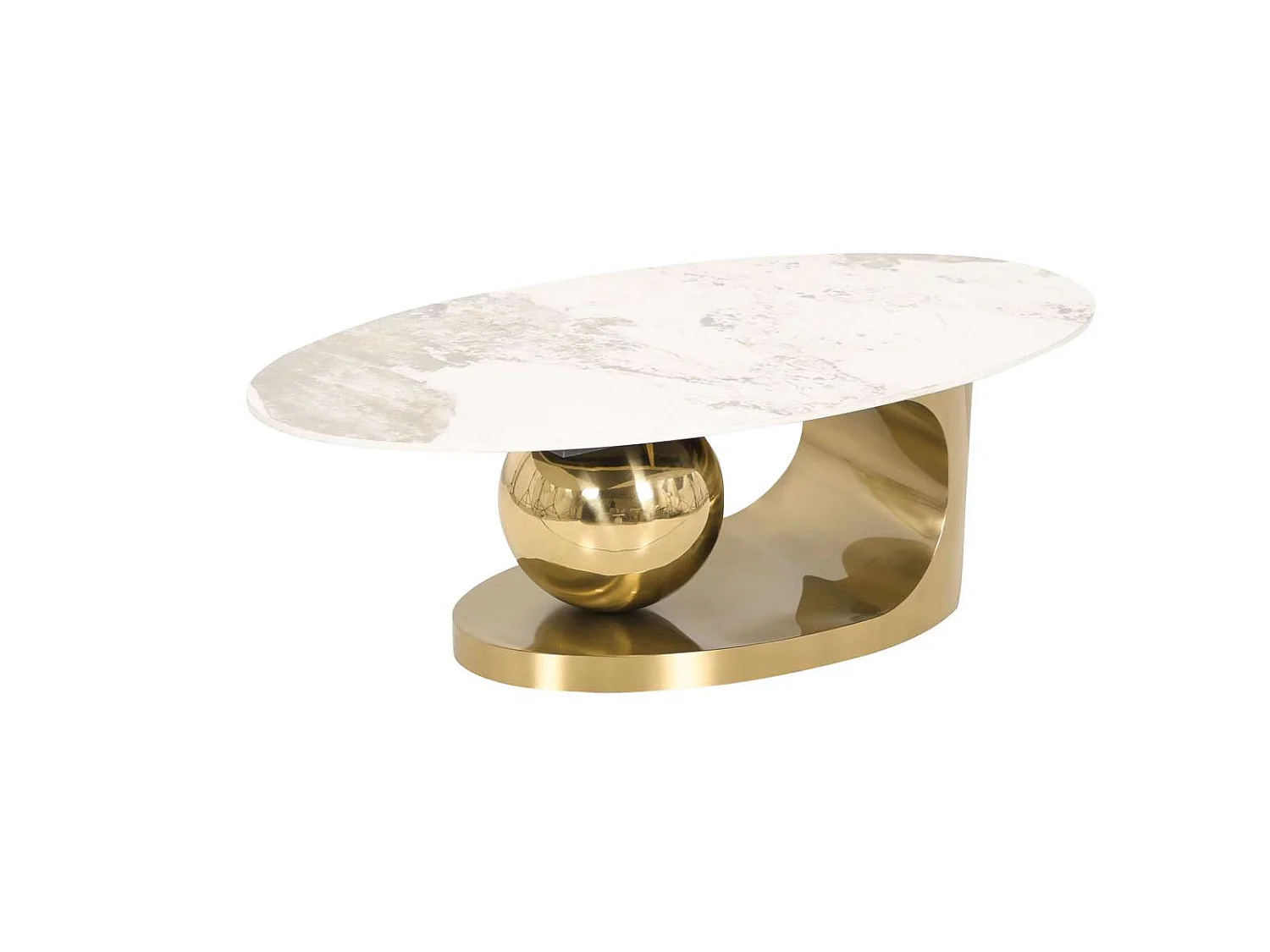 Table basse 130x42x70 cm blanc or Modig M58