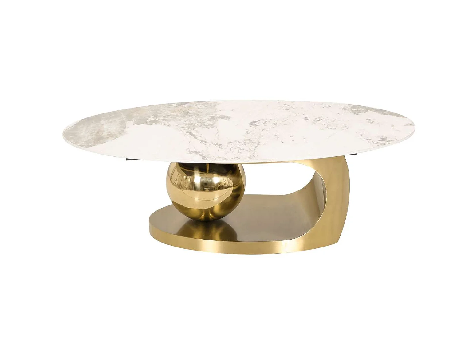 Table basse 130x42x70 cm blanc or Modig M58