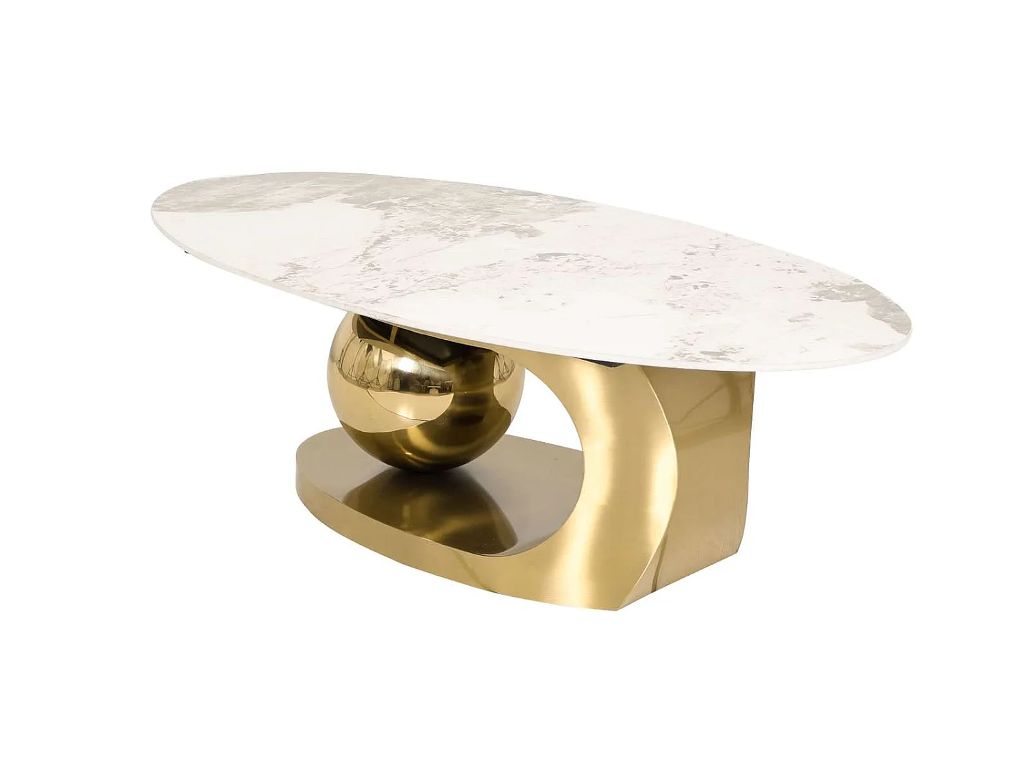 Table basse 130x42x70 cm blanc or Modig M58