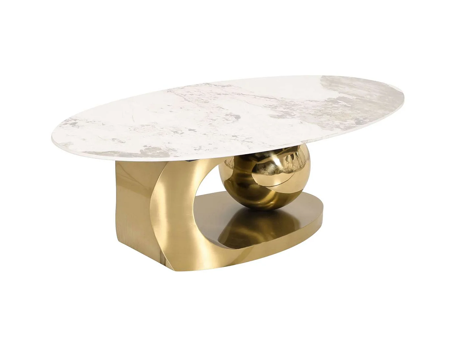 Table basse 130x42x70 cm blanc or Modig M58